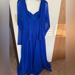 Elegant Blue Anarkali Set with lightweight Shawl